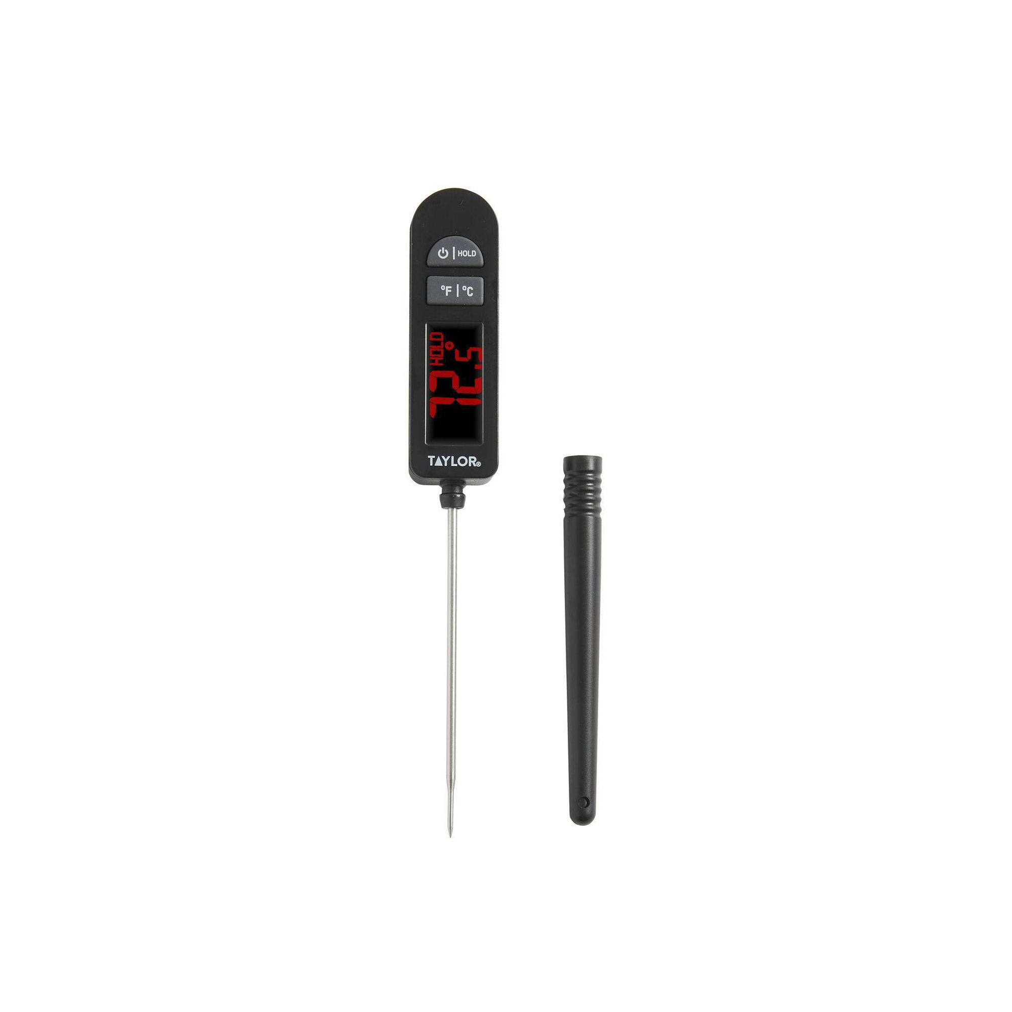 Taylor Digital LED Kitchen Meat Cooking Thermometer Black: Instant Read, Oversized Display, -40 to 450°F, Battery Included