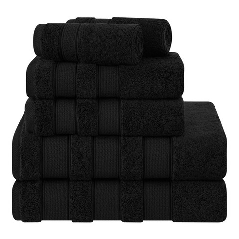 American Soft Linen Washcloth Set 100% Turkish Cotton 4 Piece Face Hand Towels for Bathroom and Kitchen - Coal Black