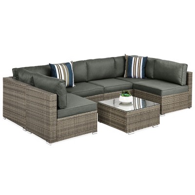 Best Choice Products 7-Piece Outdoor Modular Patio Conversation Furniture, Wicker Sectional Set