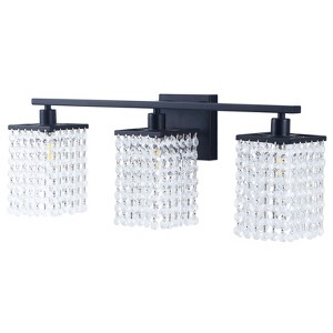 Dewdrop Modern Wall Sconce Vanity Light Crystal Vanity Light Square Crystal Shade Black Metal ETL for Bathroom - 1 of 4