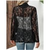 BLUEMING Womens Open Front Lace Blazers Long Sleeve Floral Crochet Shrug Cover Ups Casual Blazers Jacket - 2 of 4