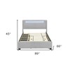 HomeRoots Light Gray Tufted Boucle Lighted Queen Bed Frame With Trundle And USB And Drawers - 3 of 4