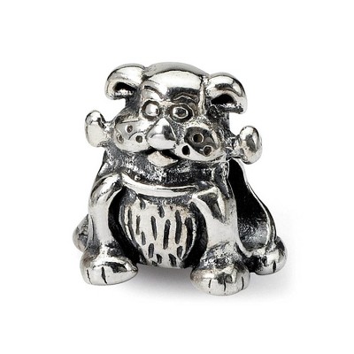 Black Bow Jewelry Sterling Silver Dog with a Bone Bead Charm