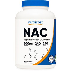 Nutricost N-Acetyl L-Cysteine (NAC) 600mg, 240 Vegetarian Capsules - Vegan, GMO-Free, Gluten Free, 240 Servings - 1 of 4
