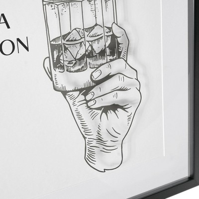 Sophisticated Cocktail Drinks List Glass Framed Wall Art