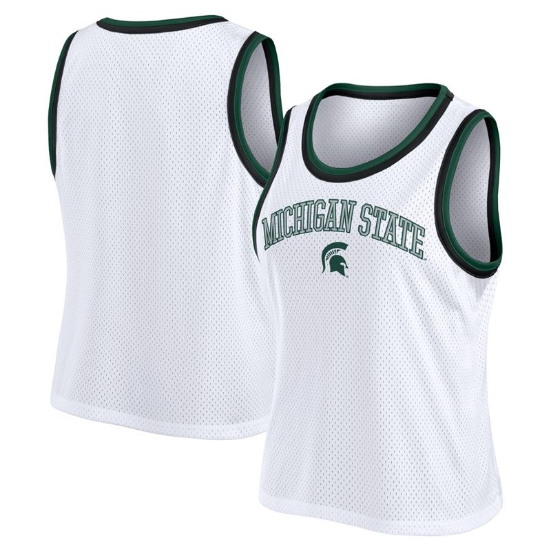 NCAA Michigan State Spartans Women&#39;s White Mesh Tank Top, 1 of 4