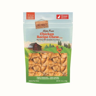 Luke & Mike's Rawhide Free Chicken Recipe Mini Knots Dog Treats - 12ct