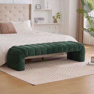 Mlmh & Kngwa 69.7"W Modern Tufted End of Bed Bench,Chenille Ottoman Foot Stool - 1 of 4