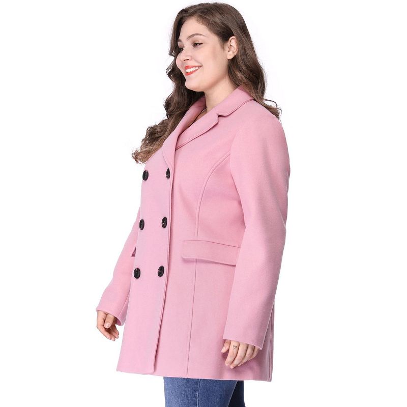 Agnes Orinda Women's Plus Size Winter Outfits Notched Lapel Double Breasted Overcoats, 5 of 8