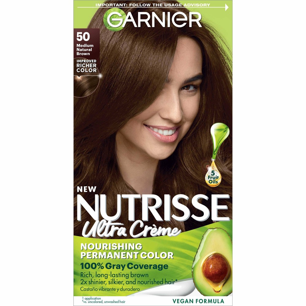 Photos - Hair Dye Garnier Nutrisse Nourishing Permanent Hair Color Creme - 50 Medium Natural 