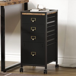 Drawer File Cabinet，Mobile Filing Cabinet Rolling Printer Stand Fits A4 or Letter Size, Fabric Vertical File Cabinet with Wheels,Under Storage Cabinet - 1 of 4