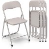 Acekool Folding Chairs Set of 4 with Cushions, Portable Metal Folding Chairs for Indoor & Outdoor Use, Stackable with Non-Slip Feet, Beige - 2 of 4
