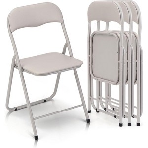 Folding Chairs with Cushion, Outdoor & Indoor Event Portable Metal Folding Chairs with Non-Slip Feet Pads Stackable Chairs - 1 of 4