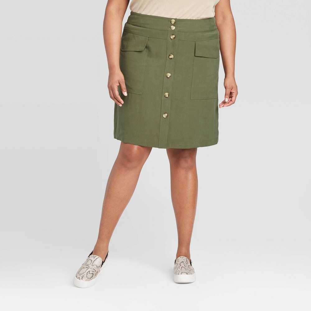 Women's Plus Size Utility Skirt - A New Day Green 16W, Women's was $27.99 now $19.59 (30.0% off)