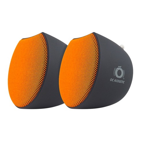 OC Acoustic Newport Plug-in Outlet Speaker with Bluetooth 5.1 and Built-in  USB Type-A Charging Port - Pair (Orange/Black)