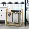 Munora Double Bamboo Laundry Hamper - 25.2"L x 13"W x 28.7"H with Shelf & 2 Removable Bags, Natural Wood/Dark Gray - 2 of 4