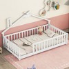 NicBex Twin Size Wood Montessori Bed with House-Shaped Bedside,Floor Bed Frame with Safety Guardrails and Slats,Modern Toddler Bed for Bedroom,White - 2 of 4