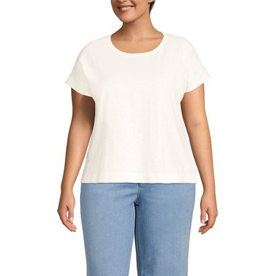 Lands' End Women's Short Sleeve Slub Boxy Crew T-Shirt