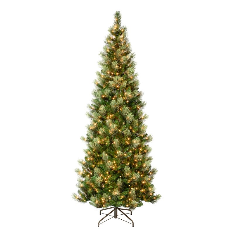 National Tree Company First Traditions Pre-Lit Charleston Pine Snowy Slim Christmas Tree, Clear Incandescent Lights, Plug In, 9 ft, 1 of 4