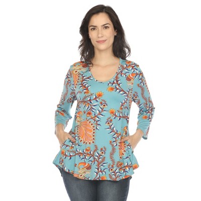 White Mark Women's Vibrant Boho Swing Top