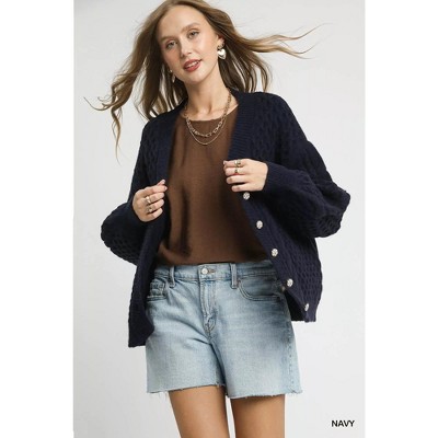 I am a Fashion Junky Umgee Cable Knit Pearl Button Cardigan