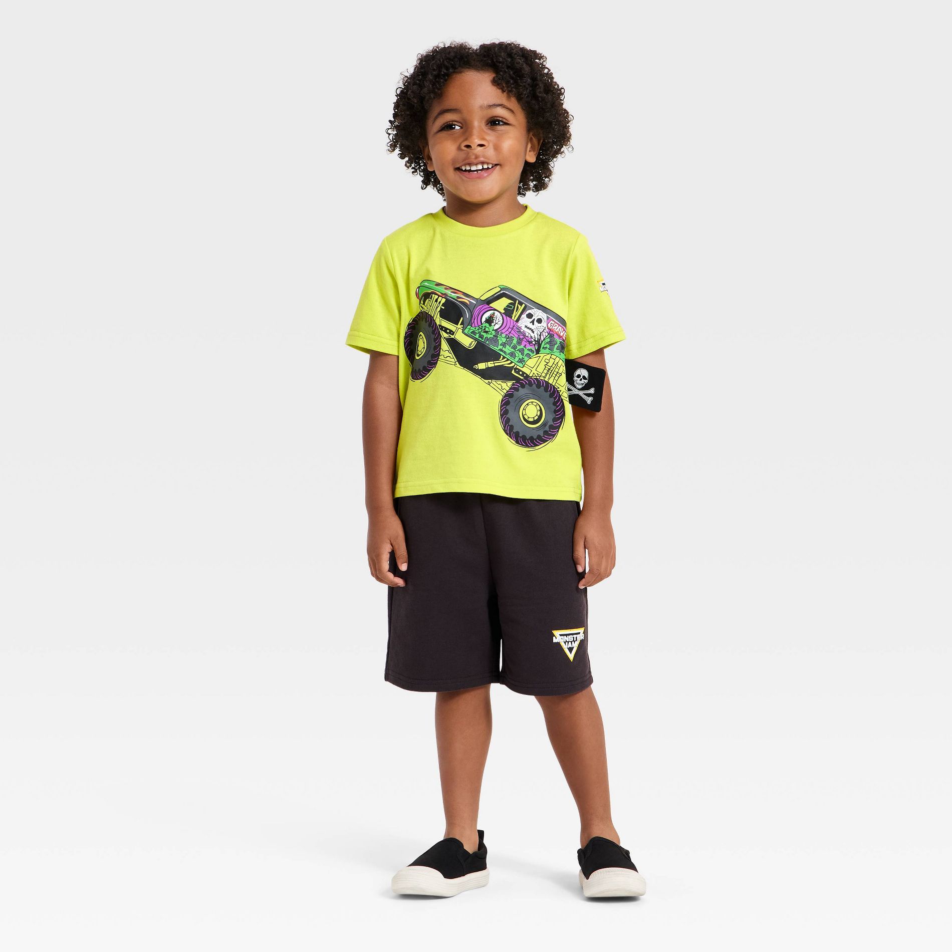 Toddler Boys' 2pc Monster Jam Grave Digger T-Shirt & Shorts Set - Green 3T