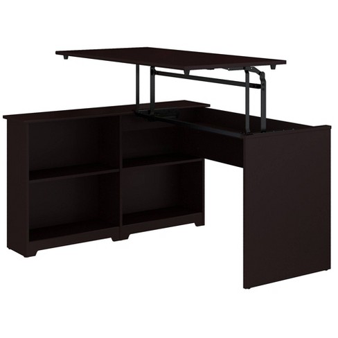 Cabot 3 Position Sit To Stand Corner Bookshelf Desk Bush