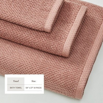 Desert Rose Cotton Textured Bath Towels Set of 4