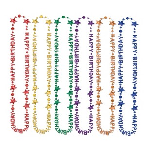 Beistle Happy Birthday Beads-Of-Expression, 36", (12/Pkg) Multicolored - 1 of 4