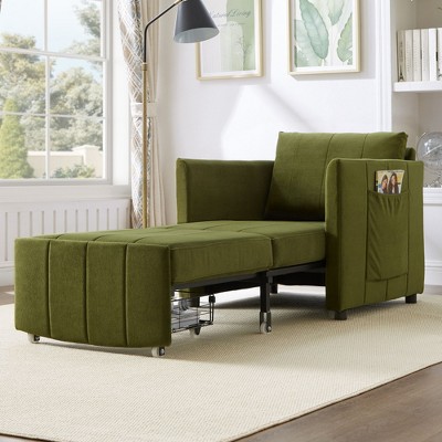 NicBex Convertible Sofa Bed Sleeper Chair with 5-Position Adjustable Backrest & Storage,Upholstered Small Couch for Living Room,Bedroom