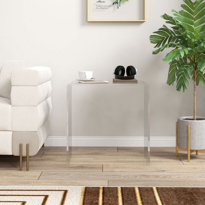 Clear Acrylic Waterfall Rectangular Side Table