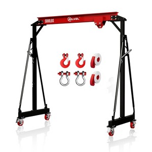 SILVEL 2 Ton Gantry Crane Red Black 5000LB Adjustable Height 8.53-12.47FT Portable Shop Lift Hoist with Manual Trolley - 1 of 4