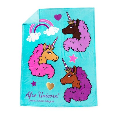 Afro Unicorn Kids&#39; Throw Blankets_3