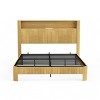 Modern Bed Frame with Storage Headboard and Built-in Charging Station, Wavy Curved Design, Noise-Free Metal Support-- Frevyn - 3 of 4