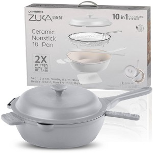 Granitestone Zuka Everyday Pan 10" Nonstick Multi-Functional Saute Pan with Lid, Nylon Spoon and Steamer Basket - 1 of 4