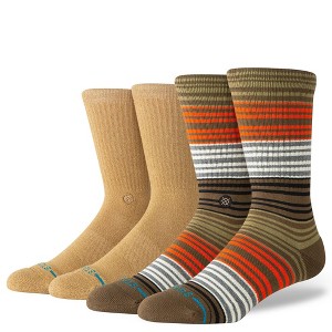 STANCE x WADE Men's Striped Crew Socks 2pk - Green/Light Brown 6-12 - 1 of 4