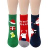 Wrapables Novelty Winter Warm Christmas Fuzzy Slipper Socks for Adult (Set of 3), Merry Xmas - 2 of 4