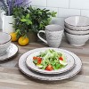 Elama Malibu Sea Glass 16-Piece Dinnerware Set in Dark Green - 2 of 4