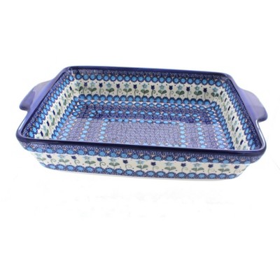 Blue Rose Polish Pottery 148 Vena Baker with Handles