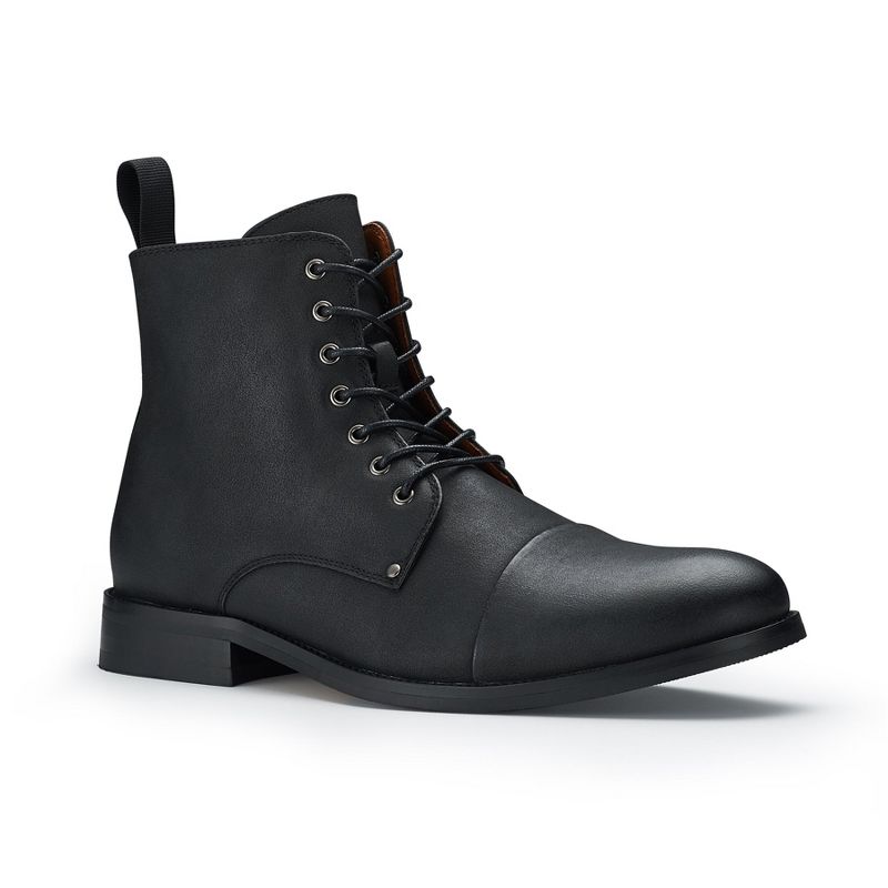 Polar Fox Mens Prince MPX806095 High-Top Cap-toe Fashion Dress Boots with Zipper Closure, in Carbon Black, Size 6.5