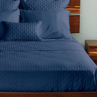 1pc Queen 100% Rayon from Bamboo Quilted Coverlet Indigo- BedVoyage