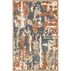 Nuloom Mona Abstract Pet Friendly Machine Washable Area Rug, 5' 3" x 7' 6", Rust - 1 of 4