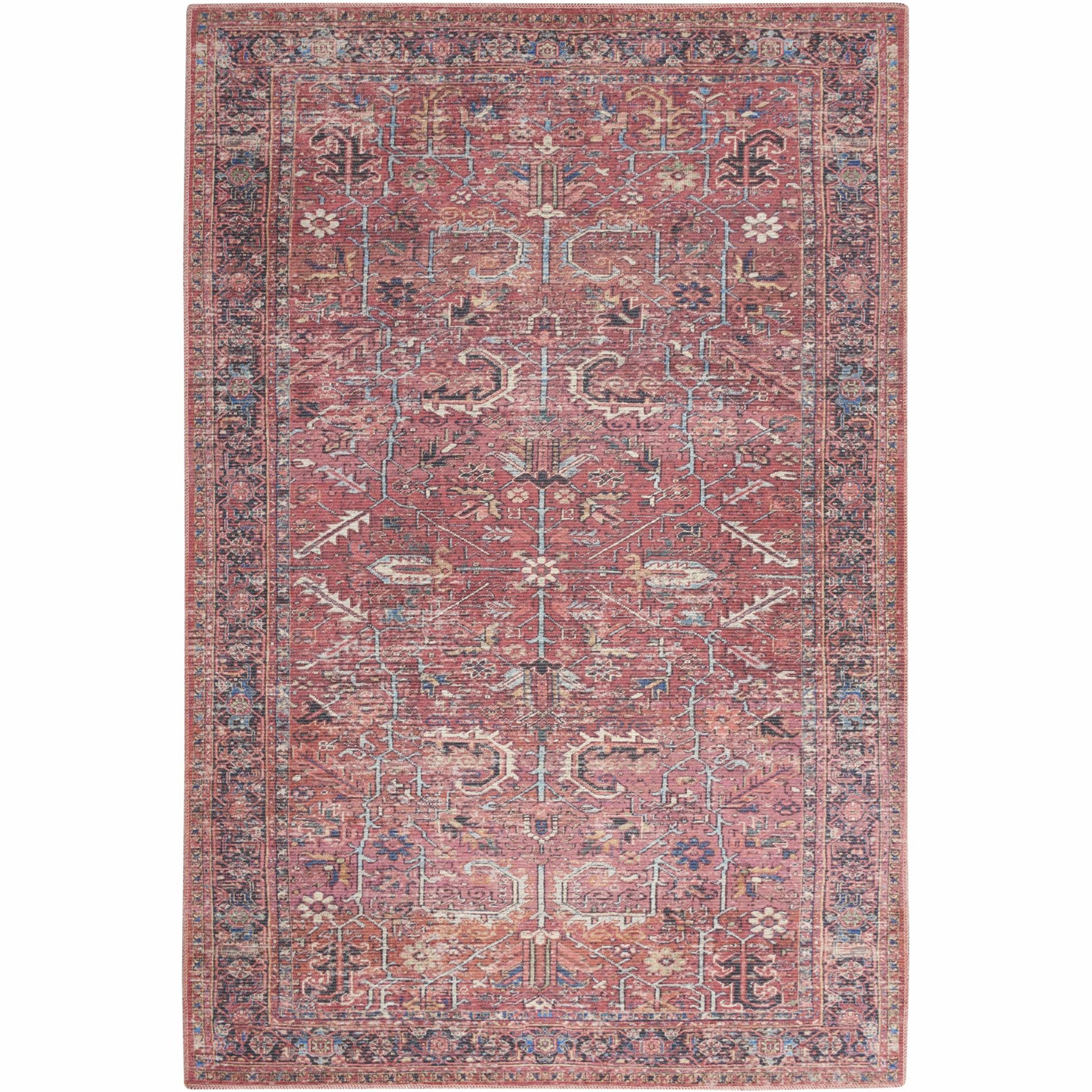 Nourison New Concept Washables 7'10" x 9'10" Brick Vintage Indoor Non-Slip Flatweave Rug