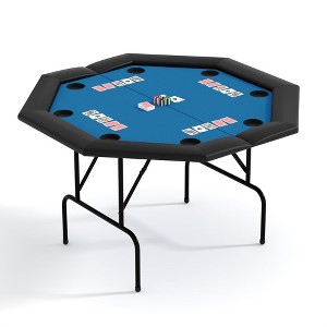 8-Player Octagon Poker Table with Foldable Legs, Cushioned Armrests & Cup Holders for Casino Card Games - 1 of 4