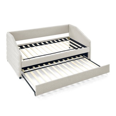 VYNXARIA Cozy Beige Linen Twin Daybed with Hidden Trundle: Tufted Sofa - Style Comfort for Small Spaces