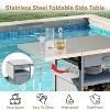 Zevemomo Outdoor Grill Cart with Drop Leaf, Stainless Steel Tabletop & Solid Wood Cabinet with Drawer, Towel Rack & Lockable Wheels, Gray-Blue - 3 of 4