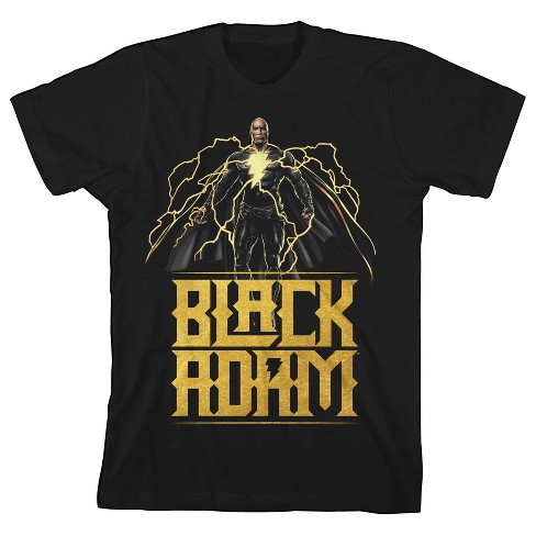 Black Adam with Gold Effect Logo Black T-Shirt Toddler Boy to Youth Boy - image 1 of 2