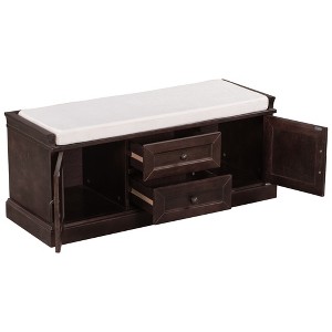 MYINDA Storage Bench with 2 Drawers and 2 Cabinets, Shoe Bench with Removable Cushion for Living Room, Entryway - 1 of 4