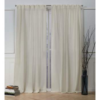 Nicole Miller Faux Linen Slub Textured Hidden Tab/Rod Pocket Top Light Filtering Curtain Panel Pair, 54"x84", Linen