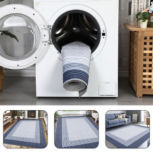 Modern Abstract Area Rug Machine Washable Rug for Living Room, Non-Slip Non Shedding Gradient Soft Carpet, Low Pile Indoor Foldable Printed Rug - 1 of 4